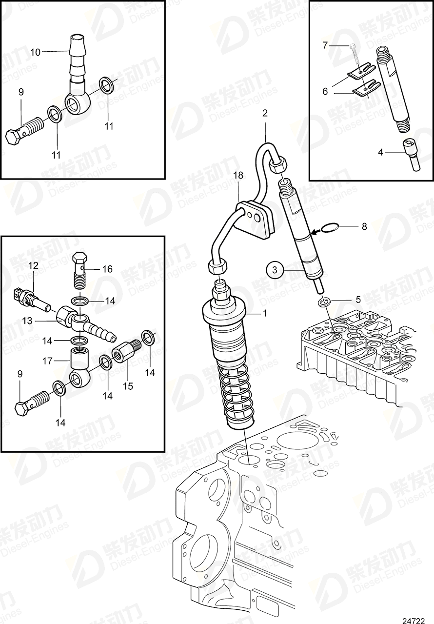 VOLVO Injector, exch 3803952 Drawing